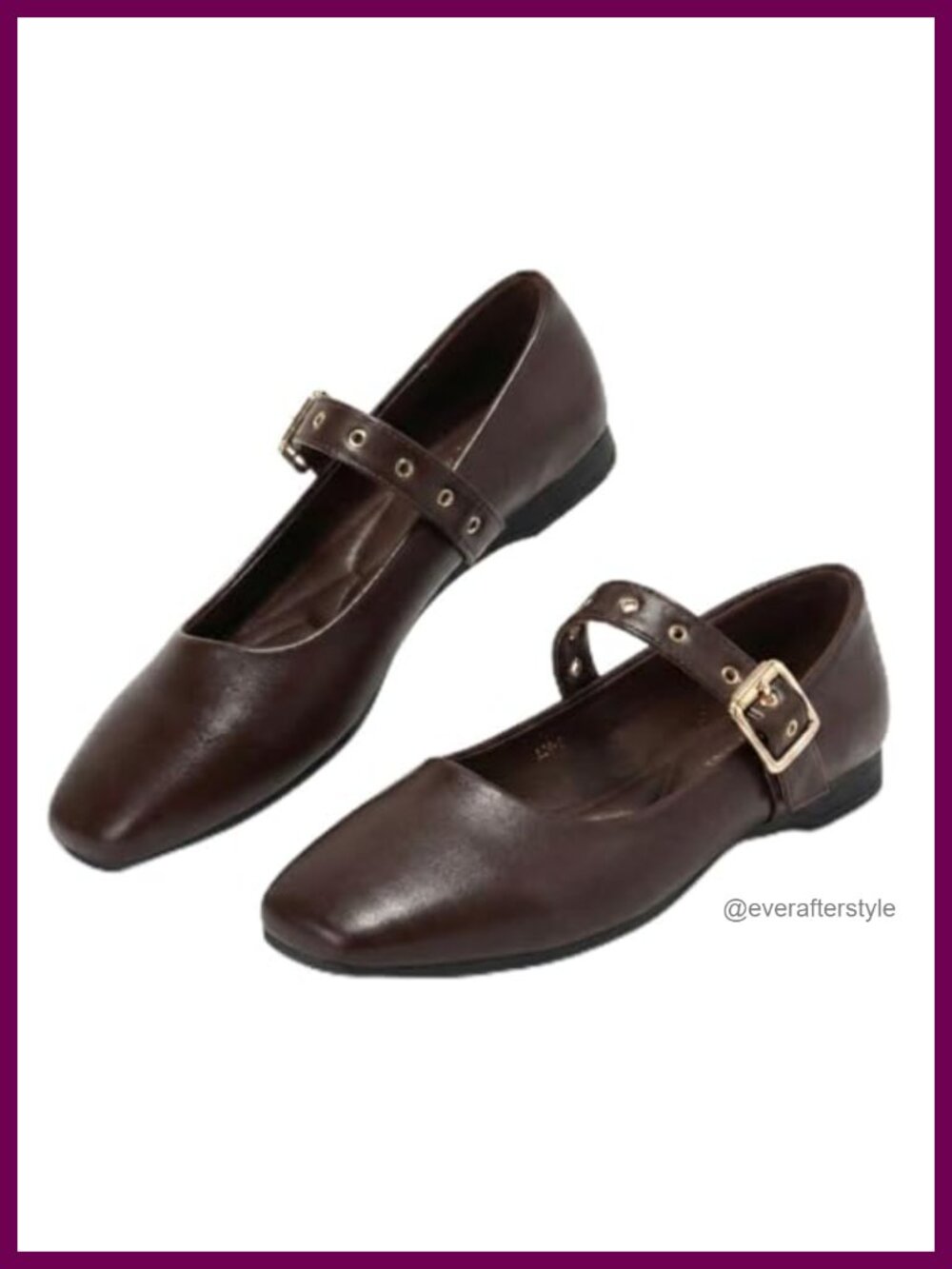 Women's Square Toe Ballet Flats Mary Jane Shoes with Ankle Strap